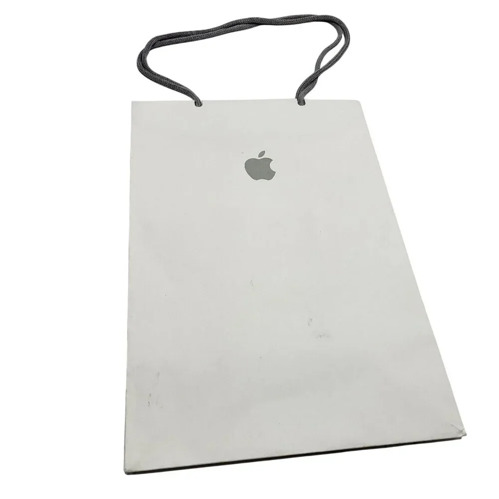 Apple Store Shopping Bag Gift Bag 11X8X5 White Grey Paper Reusable